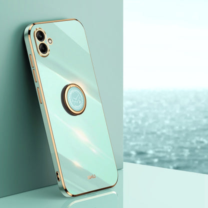 XINLI Straight Edge 6D Electroplate TPU Phone Case with Ring Holder, For Samsung Galaxy M14 5G, For Samsung Galaxy A04e 4G