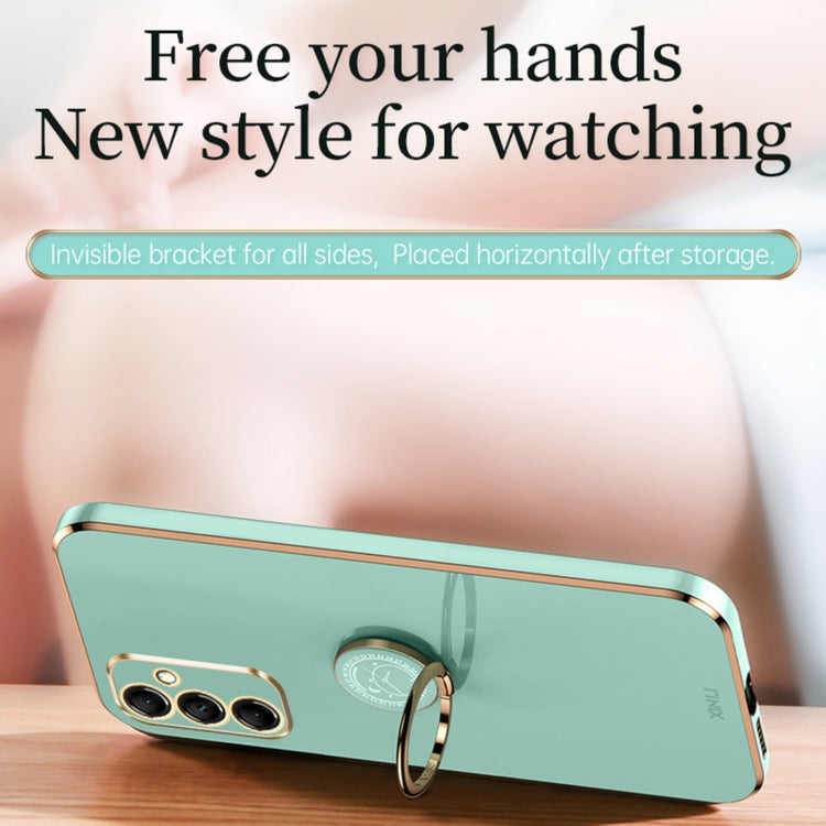 XINLI Straight Edge 6D Electroplate TPU Phone Case with Ring Holder, For Samsung Galaxy A15, For Samsung Galaxy A55, For Samsung Galaxy A35 5G, For Samsung Galaxy S24 Ultra 5G, For Samsung Galaxy S24+ 5G, For Samsung Galaxy S24 5G, For Samsung Galaxy A...