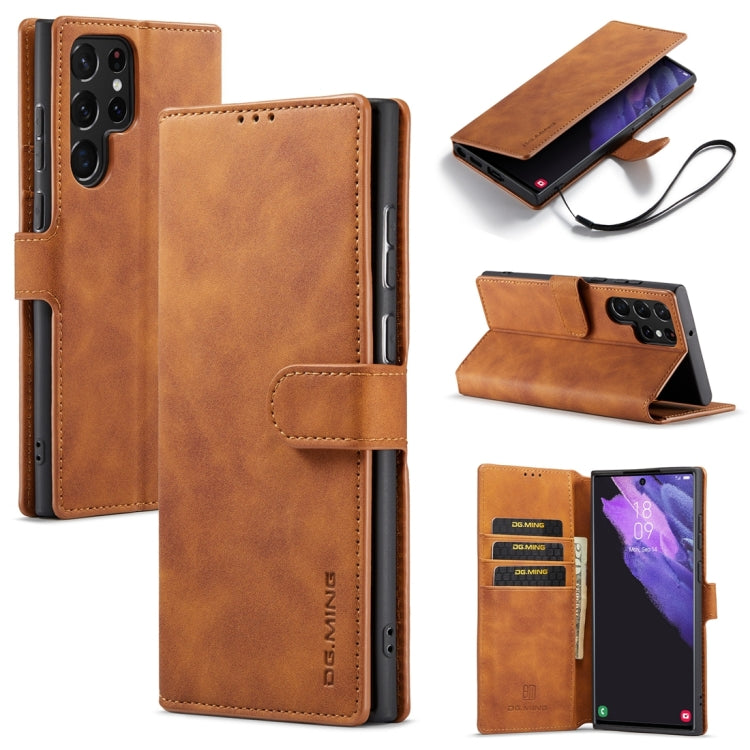 DG.MING Retro Oil Edge Flip Leather Phone Case, For Samsung Galaxy S23 5G, For Samsung Galaxy S23 Ultra 5G