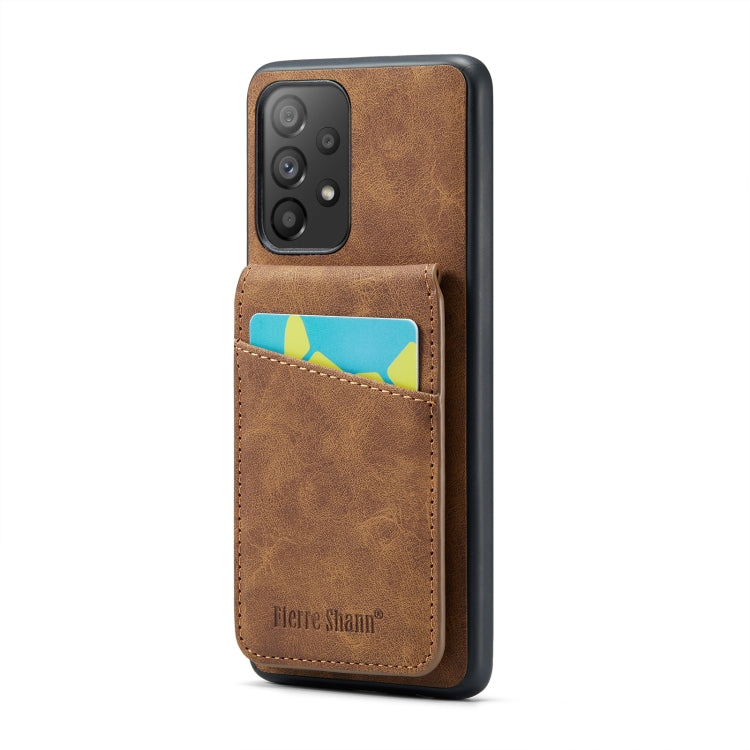Fierre Shann Crazy Horse Card Holder Back Cover PU Phone Case, For Samsung Galaxy A22 5G, For Samsung Galaxy A51 5G, For Samsung Galaxy A71 5G, For Samsung Galaxy A53 5G, For Samsung Galaxy A73 5G, For Samsung Galaxy A33 5G, For Samsung Galaxy A52 4G /...