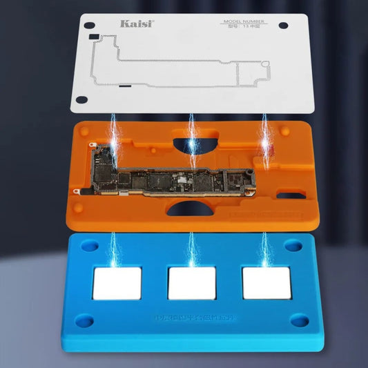 Kaisi 18 in 1 Silicone Middle Layer Tin Planting BGA Reballing Platform for iPhone X-14 Pro Max, Kaisi 18 in 1