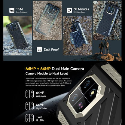Ulefone Armor 22 Rugged Smartphone 8GB+128GB IP68 IP69K