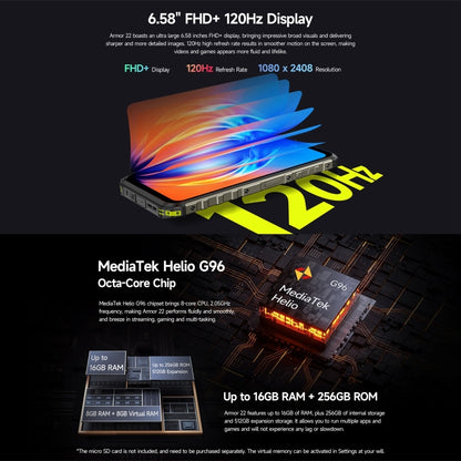 Ulefone Armor 22 Rugged Smartphone 8GB+128GB IP68 IP69K