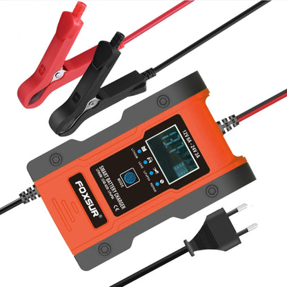 FOXSUR 12V-24V Car Motorcycle Repair Battery Charger AGM Charger, Red, Yellow