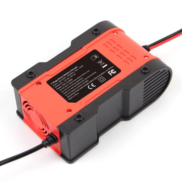 FOXSUR 12V-24V Car Motorcycle Repair Battery Charger AGM Charger, Red, Yellow