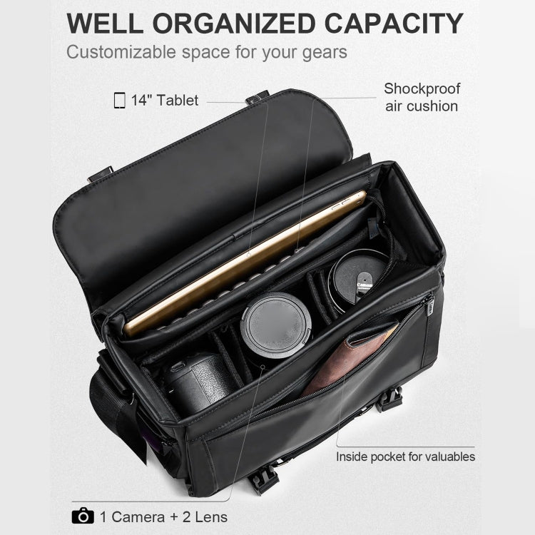 Cwatcun D85 Camera Bag Side Quick Access Camera Messenger Case Waterproof Bag
