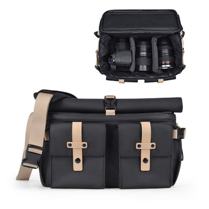 Cwatcun D90 Contrast Color Single Shoulder Camera Bag Outdoor Camera Bag Professional Crossbody Handbag