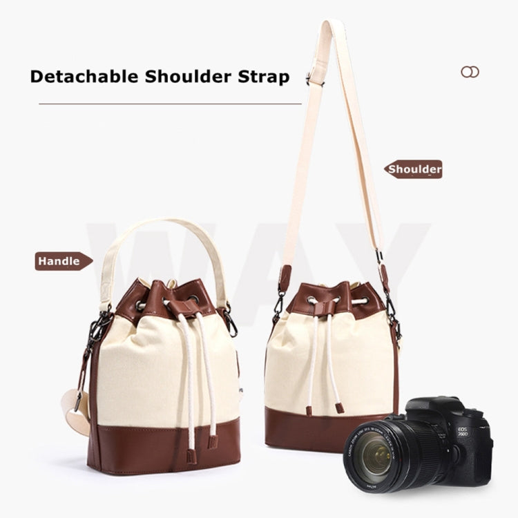 Cwatcun D100 Canvas PU Waterproof Bundle Drawstring Lens Bag Crossbody Camera Bag