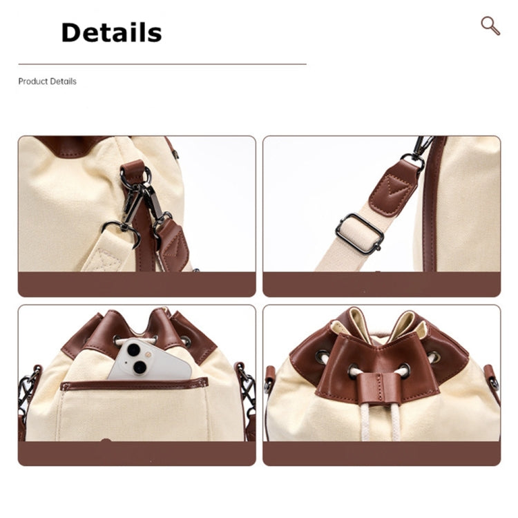 Cwatcun D100 Canvas PU Waterproof Bundle Drawstring Lens Bag Crossbody Camera Bag