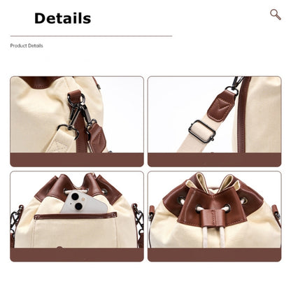 Cwatcun D100 Canvas PU Waterproof Bundle Drawstring Lens Bag Crossbody Camera Bag
