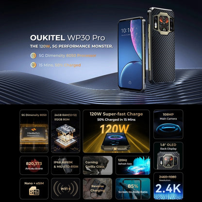 Oukitel WP30 Pro Teléfono 5G 12GB+512GB Resistente 11000mAh