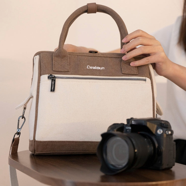 Cwatcun D112 Contrast Canvas Camera Bag One-shoulder Cross-body Tote Bag