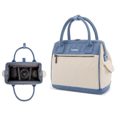 Cwatcun D112 Contrast Canvas Camera Bag One-shoulder Cross-body Tote Bag