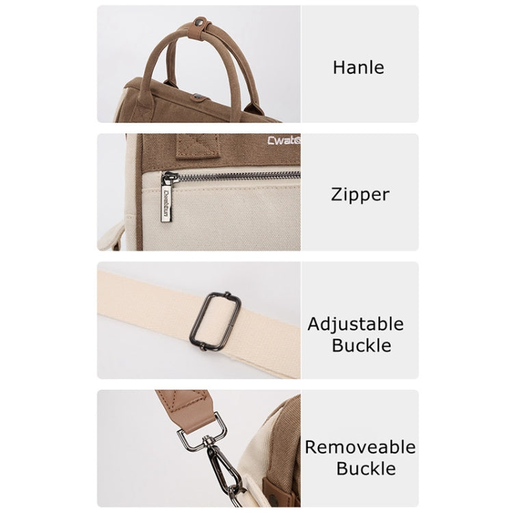 Cwatcun D112 Contrast Canvas Camera Bag One-shoulder Cross-body Tote Bag