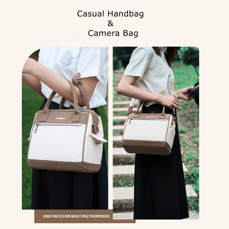 Cwatcun D112 Contrast Canvas Camera Bag One-shoulder Cross-body Tote Bag