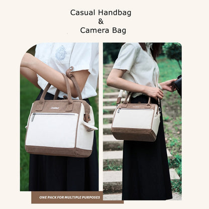 Cwatcun D112 Contrast Canvas Camera Bag One-shoulder Cross-body Tote Bag