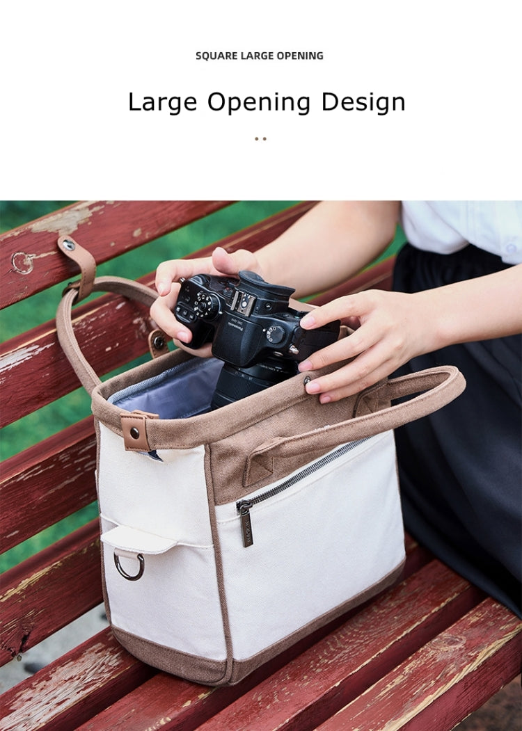 Cwatcun D112 Contrast Canvas Camera Bag One-shoulder Cross-body Tote Bag