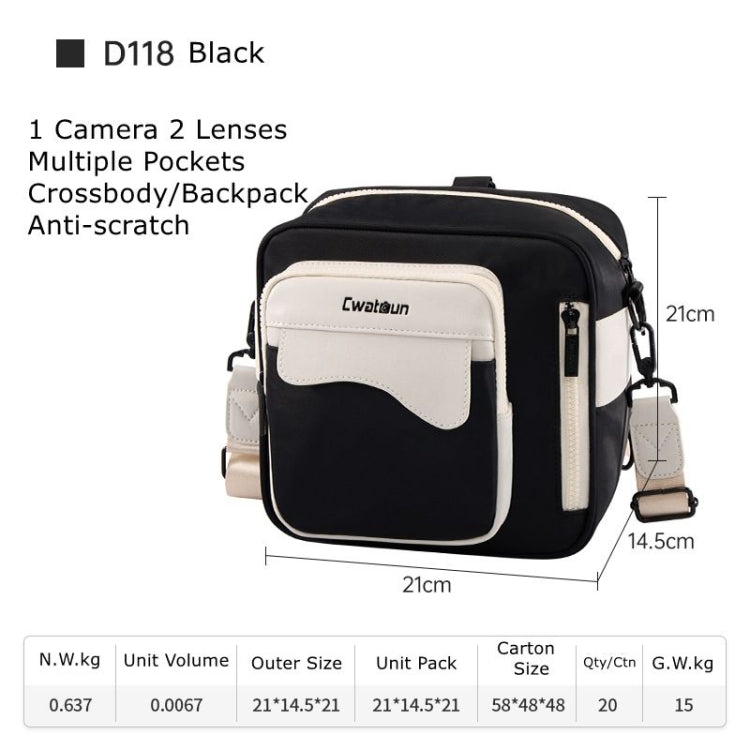 Cwatcun D118 Contrast Two Ways Backpack Cross-body Canera Bag