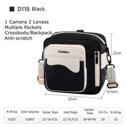 Cwatcun D118 Contrast Two Ways Backpack Cross-body Canera Bag