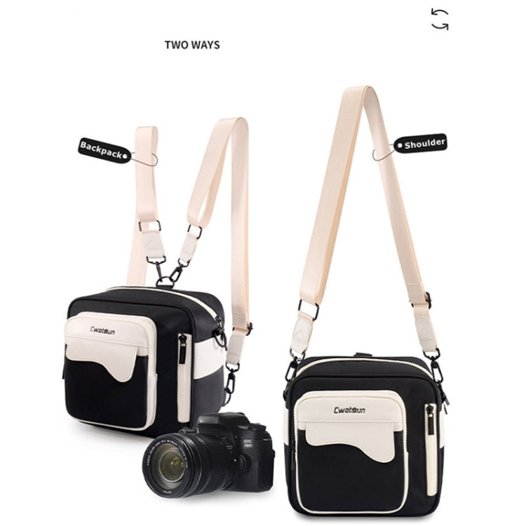 Cwatcun D118 Contrast Two Ways Backpack Cross-body Canera Bag