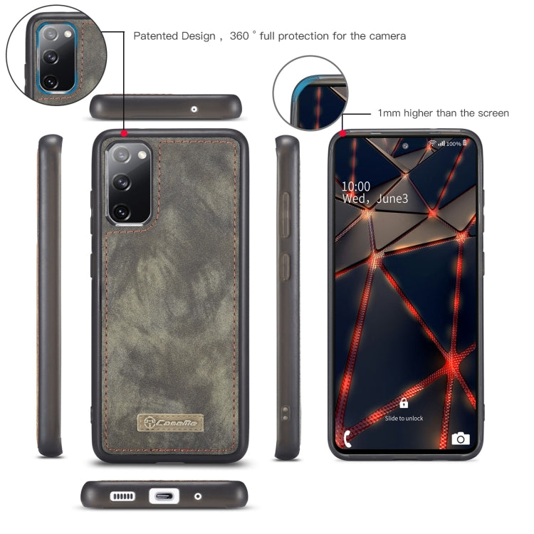 CaseMe 008 Detachable Multifunctional Horizontal Flip Leather Case with Holder & Card Slot & Zipper Wallet & Photo Frame, For Samsung Galaxy S20 FE