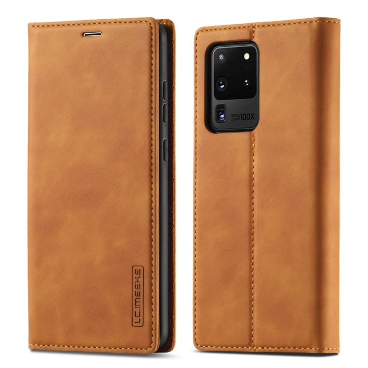 LC.IMEEKE Strong Magnetism Ultra-thin Horizontal Flip Shockproof Matte TPU + PU Leather Case with Holder & Card Slots & Wallet, For Samsung Galaxy S20, For Samsung Galaxy S20+, For Samsung Galaxy S20 Ultra, For Samsung Galaxy S20 FE, For Samsung Galaxy...