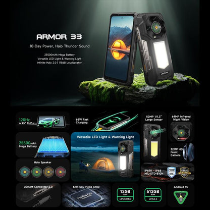 Ulefone Armor 33 Rugged Phone 12GB+512GB 6.95 Inch 4G