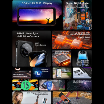 HOTWAV T7 Smartphone Rugerizado 6GB+256GB Batería 6280mAh by HOTWAV