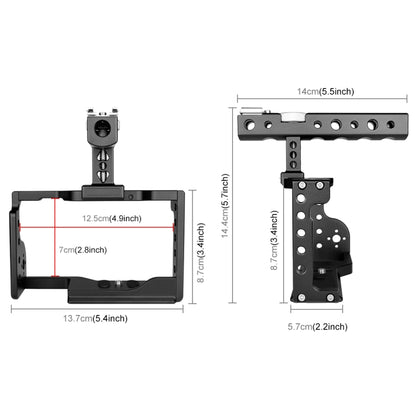 PULUZ Video Camera Cage Stabilizer with Handle for Sony A6600 / ILCE-6600