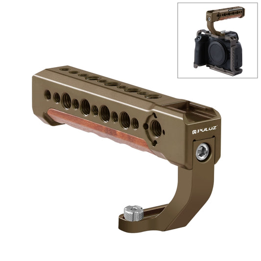 PULUZ Camera Wooden Top Handle with Cold Shoe Mount for Mirrorless Camera Cage Stabilizer