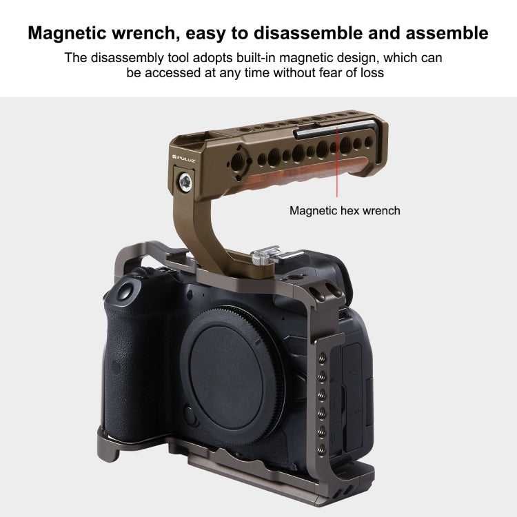 PULUZ Camera Wooden Top Handle with Cold Shoe Mount for Mirrorless Camera Cage Stabilizer