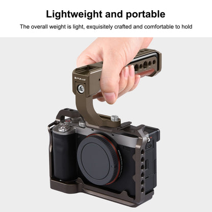 PULUZ Camera Wooden Top Handle with Cold Shoe Mount for Mirrorless Camera Cage Stabilizer
