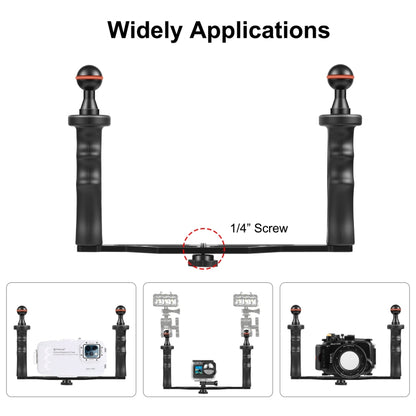 PULUZ Dual Handles Aluminium Alloy Tray Stabilizer for Underwater Camera Housings