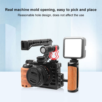 For Sony Alpha 7C / ILCE-7C / A7C PULUZ Wood Handle Metal Camera Cage Stabilizer Rig