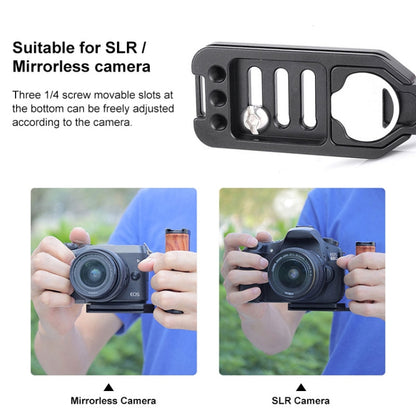 PULUZ Wooden Left Side Handle Vertical Shoot Quick Release L Plate