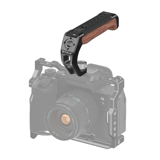 PULUZ Arri Metal Wood Wooden Top Handle with Cold Shoe Mount for Mirrorless Camera Cage Stabilizer
