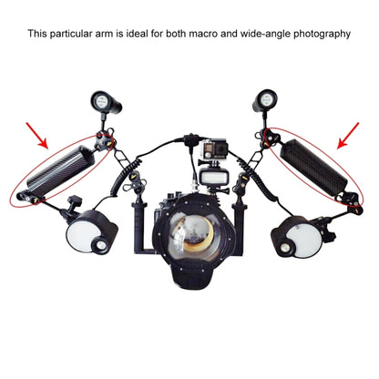PULUZ 8 inch 20cm Length 80mm Diameter Dual Balls Carbon Fiber Floating Arm, Ball Diameter: 25mm, Buoyancy: 600g