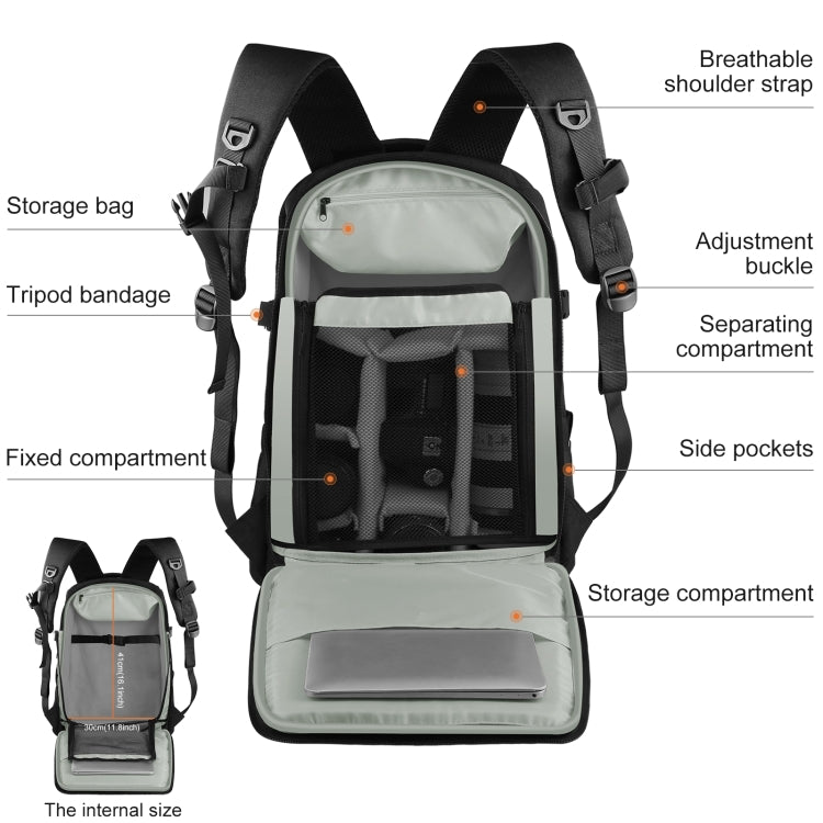 PULUZ Outdoor Portable Waterproof Scratch-proof Dual Shoulders Backpack Handheld PTZ Stabilizer Camera Bag with Rain Cover for Digital Camera, DJI Ronin-SC / Ronin-S