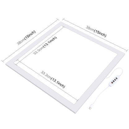 PULUZ 38cm 1200LM LED Photography Shadowless Light Lamp Panel Pad with Switch, Metal Material, No Polar Dimming Light, 34.7cm x 34.7cm Effective Area