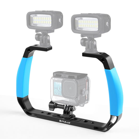 PULUZ Dual Silicone Handles Aluminium Alloy Underwater Diving Rig for GoPro, DJI OSMO Action, Insta360 and Other Action Cameras