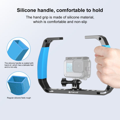 PULUZ Dual Silicone Handles Aluminium Alloy Underwater Diving Rig for GoPro, DJI OSMO Action, Insta360 and Other Action Cameras