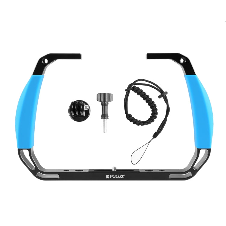 PULUZ Dual Silicone Handles Aluminium Alloy Underwater Diving Rig for GoPro, DJI OSMO Action, Insta360 and Other Action Cameras