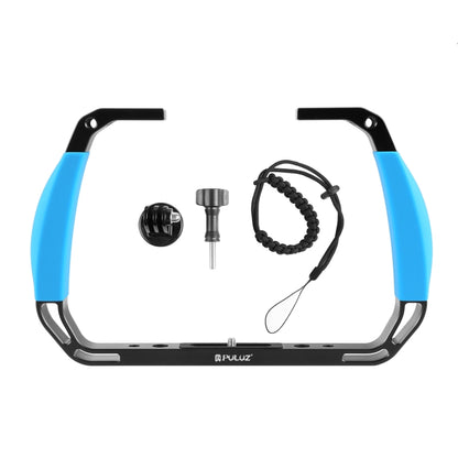 PULUZ Dual Silicone Handles Aluminium Alloy Underwater Diving Rig for GoPro, DJI OSMO Action, Insta360 and Other Action Cameras