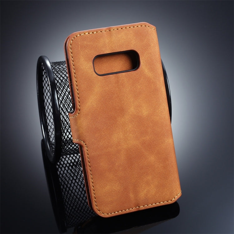 DG.MING Retro Oil Side Horizontal Flip Case for Galaxy S10 E, with Holder & Card Slots & Wallet, Galaxy S10 E