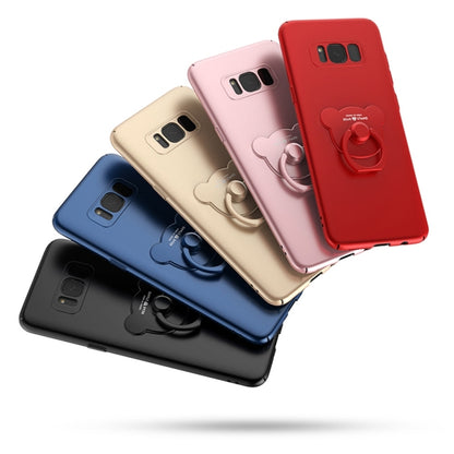 AIQAA For Galaxy S8 + / G9550 Solid Color Metal Paint Plastic PC Dropproof Protective case with Bear Ring Holder, For Galaxy S8 + / G9550