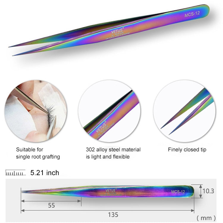 Vetus MCS-12 Bright Color Tweezers, Vetus MCS-12, Vetus MCS-12(Grey), Vetus MCS-12(Blue)