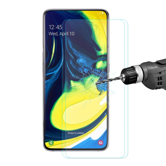 2 PCS ENKAY Hat-Prince 0.26mm 2.5D 9H Tempered Glass Protective Film for Samsung Galaxy A80