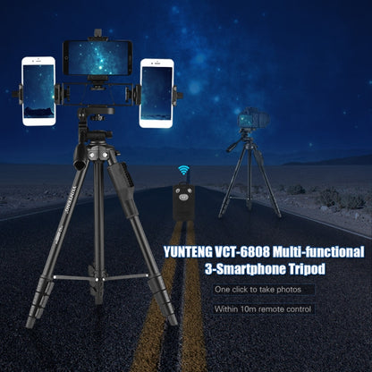 YUNTENG VCT-6808 Multi-Phone Bracket Tripod Mount with Ball Head and Remote Control