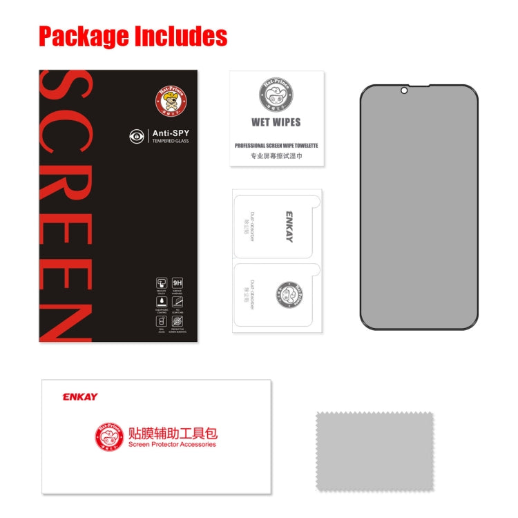 For iPhone 16e / 14 / 13 / 13 Pro ENKAY 28 Degree Anti-peeping Tempered Glass Film