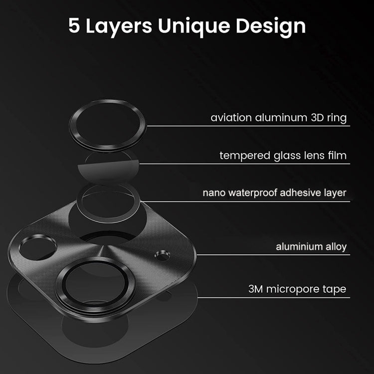 ENKAY Aluminium Alloy Tempered Glass Lens Cover Film For iPhone 14 / 14 Max